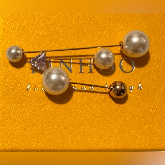 Elegant Gold and Pearl Jewelry Set All 5 Pieces Brooch Safety Pin - Picture 13 of 15